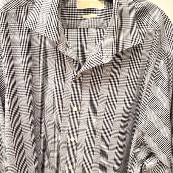 Men's Michael Kors Gray Plaid Button Down Shirt size 24 - Picture 3 of 5